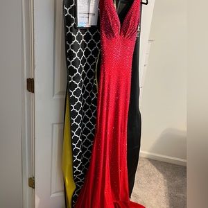 Red prom dress with jewels